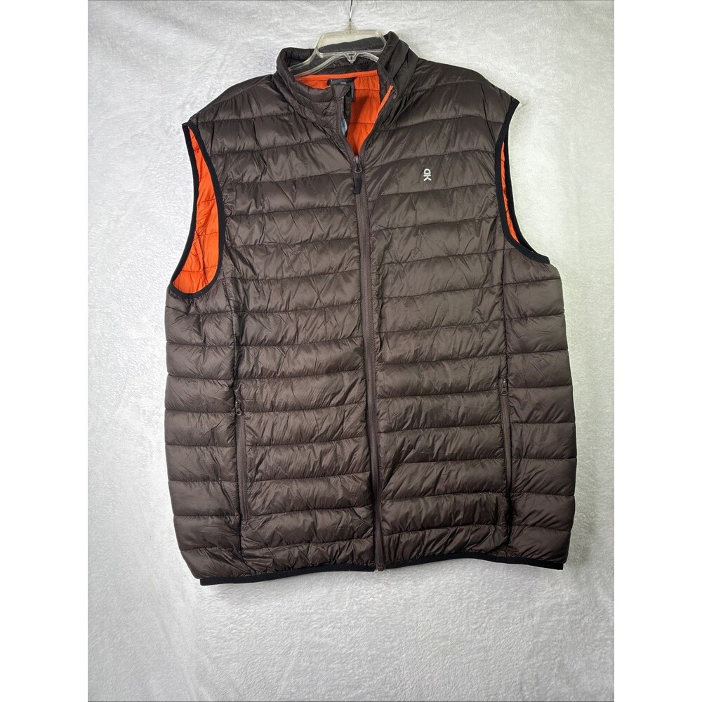 Little Donkey Andy Mens XXL Puffer Vest Gray Orange Lightweight Full Zip Outdoor